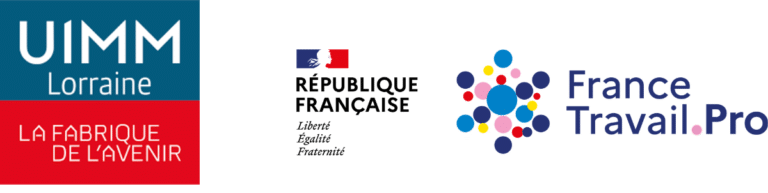 Logos des partenaires des Journées du Patrimoine Économique Moselle 2026 : UIMM Lorraine et France Travail Pro avec mention La Fabrique de l’Avenir